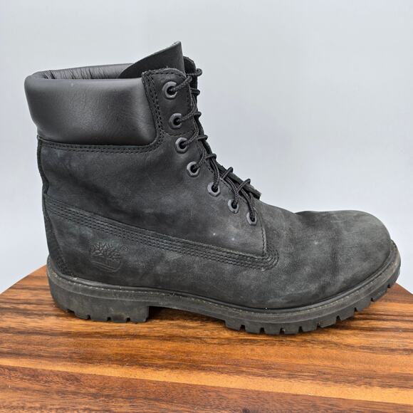 Timberland 6 Inch Premium Boots Men's 9 M Black Nubuck Leather Waterproof Work - Picture 1 of 8